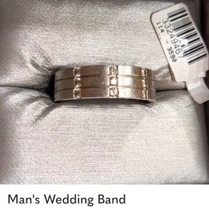 Men's Diamond Burnished White Gold Band